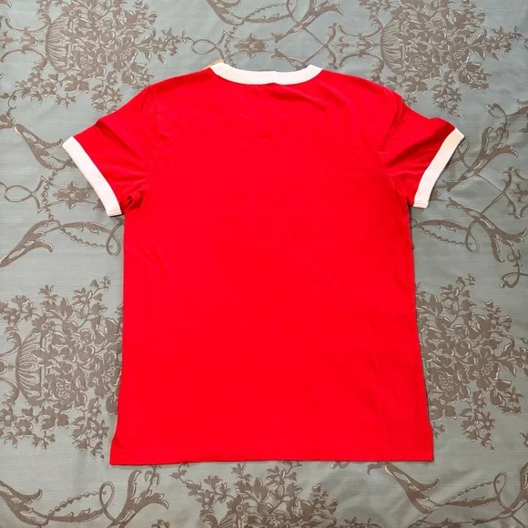 Victoria's Secret PINK Red White Short Sleeve Campus Ringer Tee Shirt Size Large - Picture 4 of 9